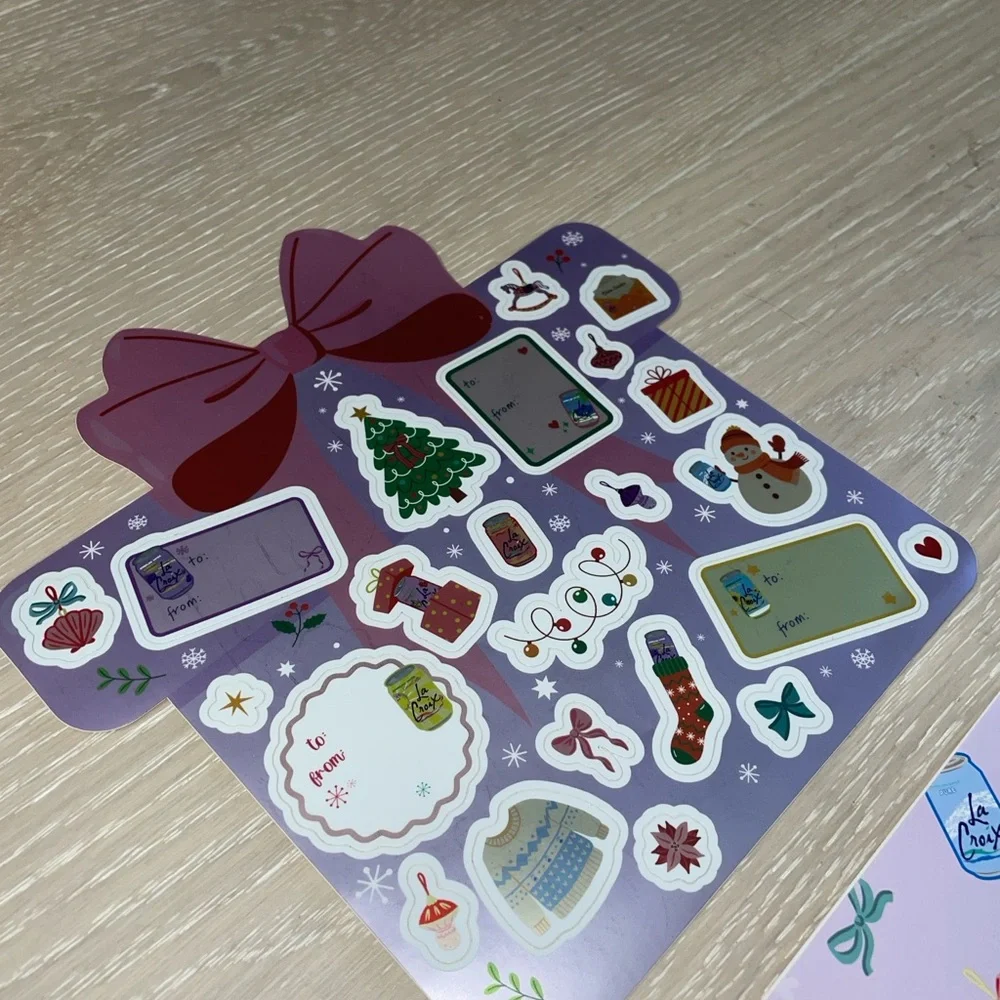 Festive LaCroix Holiday Christmas Gift Tags Sticker Sheet and Wrapping Paper Set